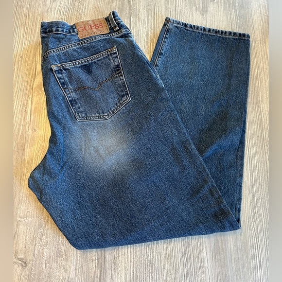 Vintage Guess Jeans 36 x 31 Men’s Jeans Y2K Mexico Barrel Leg Baggy Tapered Fit. - Picture 1 of 13